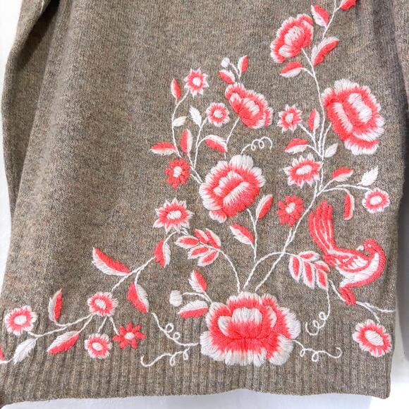 ANTHROPOLOGIE Embroidered Ranunculus Wool Blend Tunic Sweater in Multi Size M - Picture 7 of 13